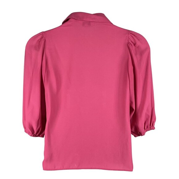 Nanette Lepore Womens S Pink Button Up Blouse 3/4 Balloon Puff Sleeves Office - Picture 2 of 13